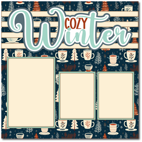 Cozy Winter - Printed Premade Scrapbook Page 12x12 Layout
