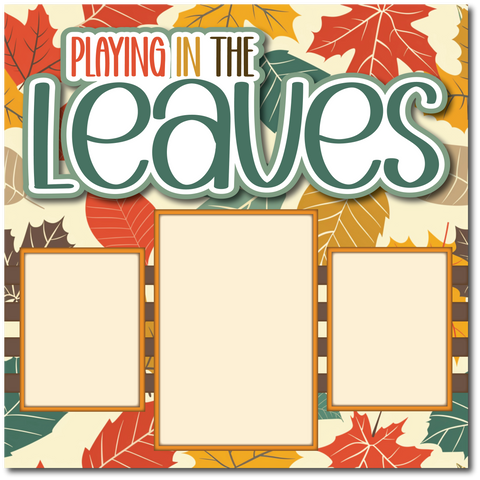 Playing in the Leaves - Printed Premade Scrapbook Page 12x12 Layout