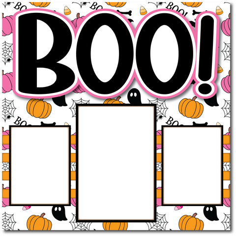 Boo! - Printed Premade Scrapbook Page 12x12 Layout