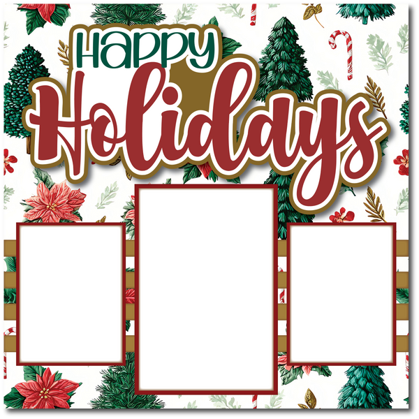 Happy Holidays - Printed Premade Scrapbook Page 12x12 Layout