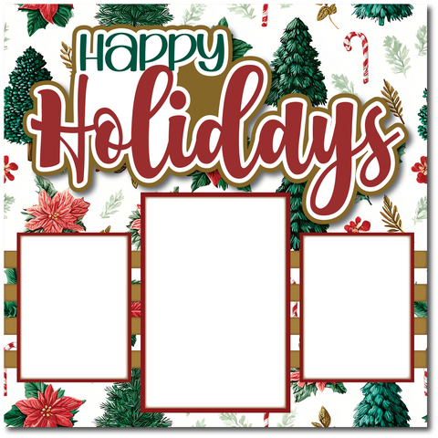 Happy Holidays - Printed Premade Scrapbook Page 12x12 Layout