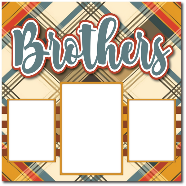 Brothers - Printed Premade Scrapbook Page 12x12 Layout
