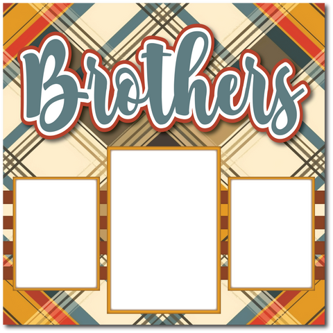 Brothers - Printed Premade Scrapbook Page 12x12 Layout