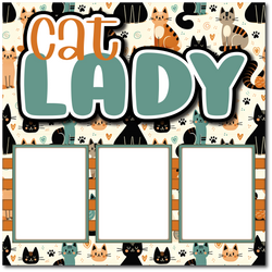 Cat Lady - Printed Premade Scrapbook Page 12x12 Layout