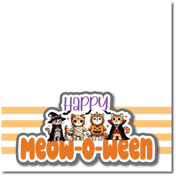 Happy Meow-O-Ween - Printed Premade Scrapbook Page 12x12 Layout