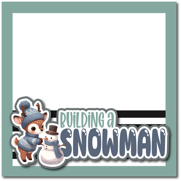 Building a Snowman - Printed Premade Scrapbook Page 12x12 Layout