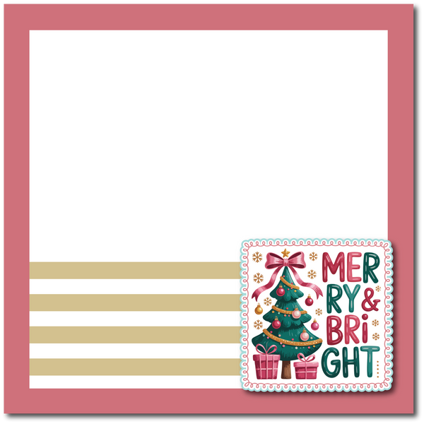 Merry & Bright - Printed Premade Scrapbook Page 12x12 Layout