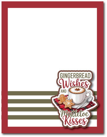 Gingerbread Wishes and Mistletoe Kisses - Printed Premade Scrapbook Page 8.5 x 11 Layout