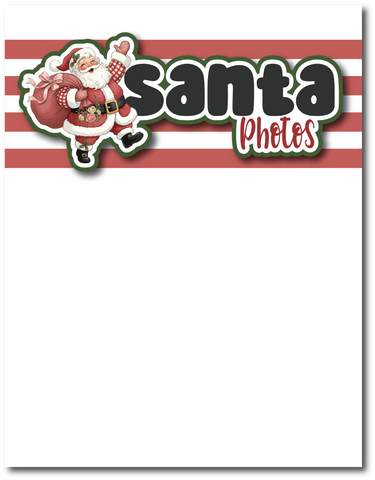 Santa Photos - Printed Premade Scrapbook Page 8.5 x 11 Layout
