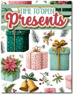 Time to Open Presents - Printed Premade Scrapbook Page 8.5 x 11 Layout