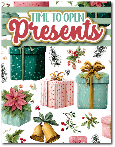 Time to Open Presents - Printed Premade Scrapbook Page 8.5 x 11 Layout
