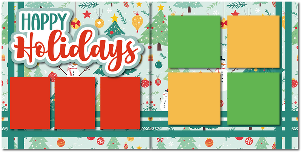 Happy Holidays - Printed Premade Scrapbook (2) Page 12x12 Layout