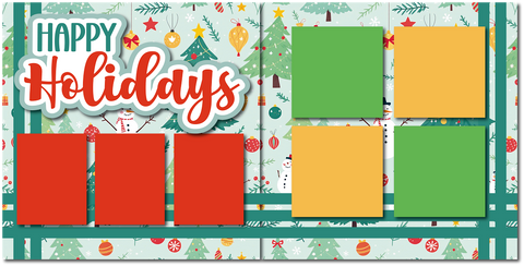 Happy Holidays - Printed Premade Scrapbook (2) Page 12x12 Layout