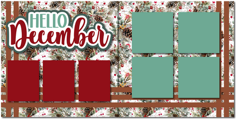 Hello December - Printed Premade Scrapbook (2) Page 12x12 Layout