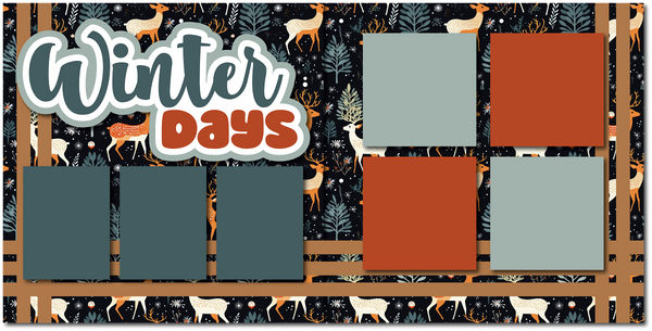 Winter Days - Printed Premade Scrapbook (2) Page 12x12 Layout