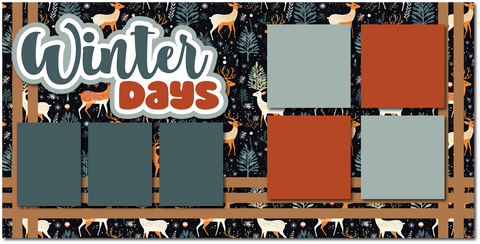 Winter Days - Printed Premade Scrapbook (2) Page 12x12 Layout