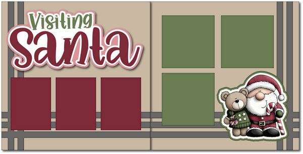 Visiting Santa - Printed Premade Scrapbook (2) Page 12x12 Layout