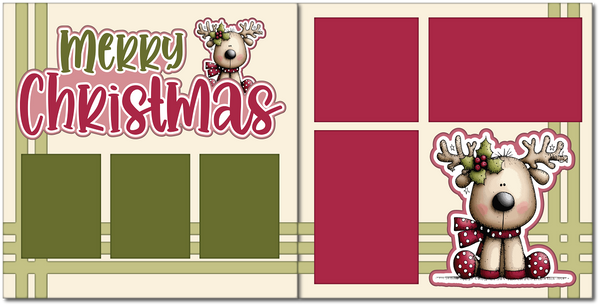 Merry Christmas - Printed Premade Scrapbook (2) Page 12x12 Layout