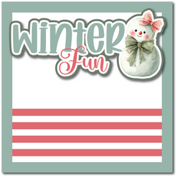 Winter Fun - Printed Premade Scrapbook Page 12x12 Layout