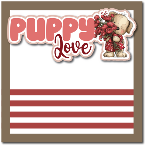 Puppy Love - Printed Premade Scrapbook Page 12x12 Layout
