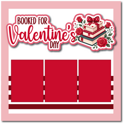 Booked for Valentine's Day - Printed Premade Scrapbook Page 12x12 Layout