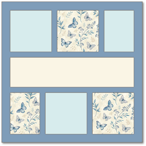 NO TITLE - Butterflies - Printed Premade Scrapbook Page 12x12 Layout
