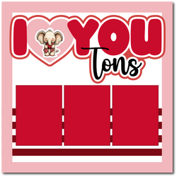 I Heart You Tons - Printed Premade Scrapbook Page 12x12 Layout