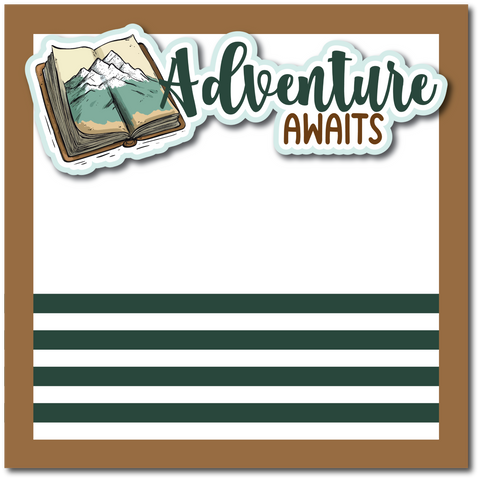 Adventure Awaits - Printed Premade Scrapbook Page 12x12 Layout