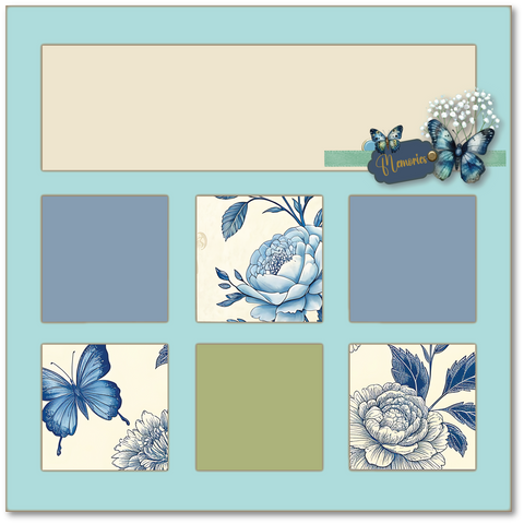 NO TITLE - Memories - Printed Premade Scrapbook Page 12x12 Layout