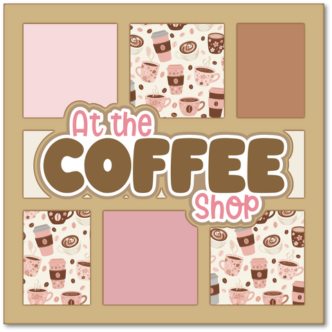 At the Coffee Shop - Printed Premade Scrapbook Page 12x12 Layout