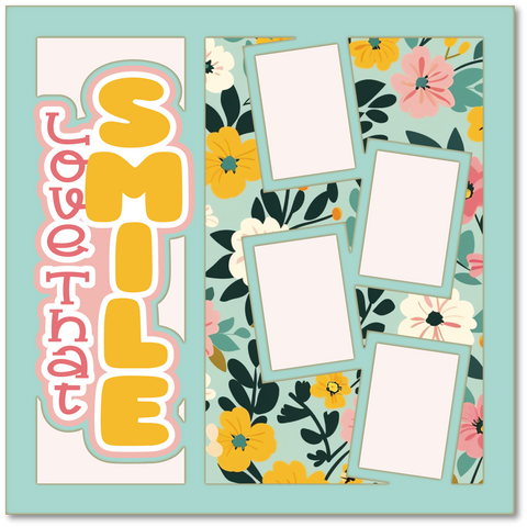 Love That Smile - Printed Premade Scrapbook Page 12x12 Layout