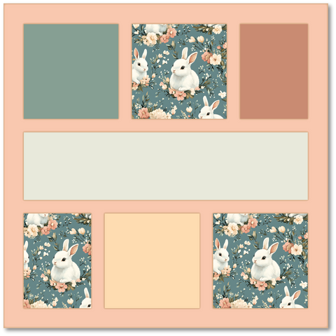 NO TITLE - Rabbits - Printed Premade Scrapbook Page 12x12 Layout
