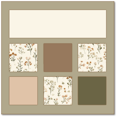 NO TITLE - Floral - Printed Premade Scrapbook Page 12x12 Layout