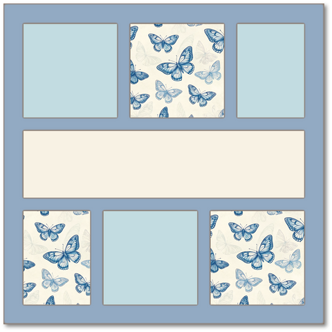 NO TITLE - Butterflies - Printed Premade Scrapbook Page 12x12 Layout