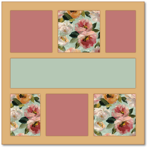 NO TITLE - Watercolor Floral - Printed Premade Scrapbook Page 12x12 Layout