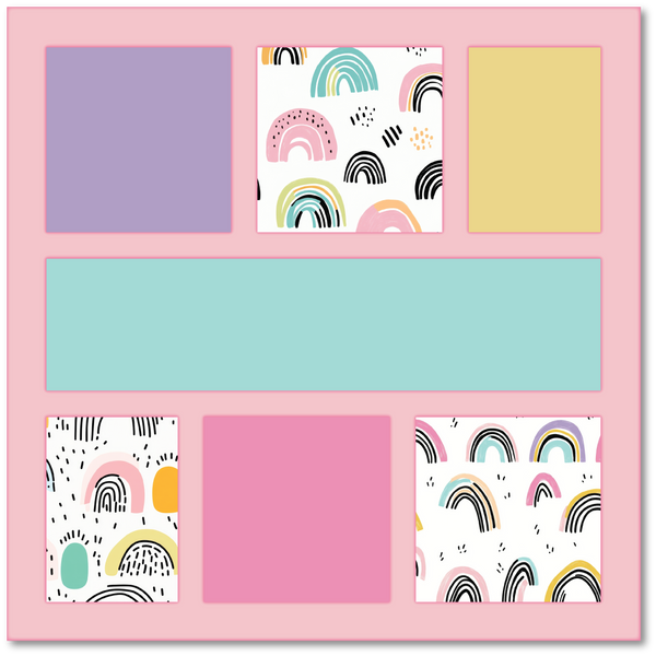 NO TITLE - Rainbows - Printed Premade Scrapbook Page 12x12 Layout