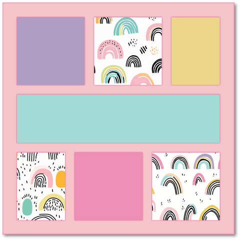 NO TITLE - Rainbows - Printed Premade Scrapbook Page 12x12 Layout