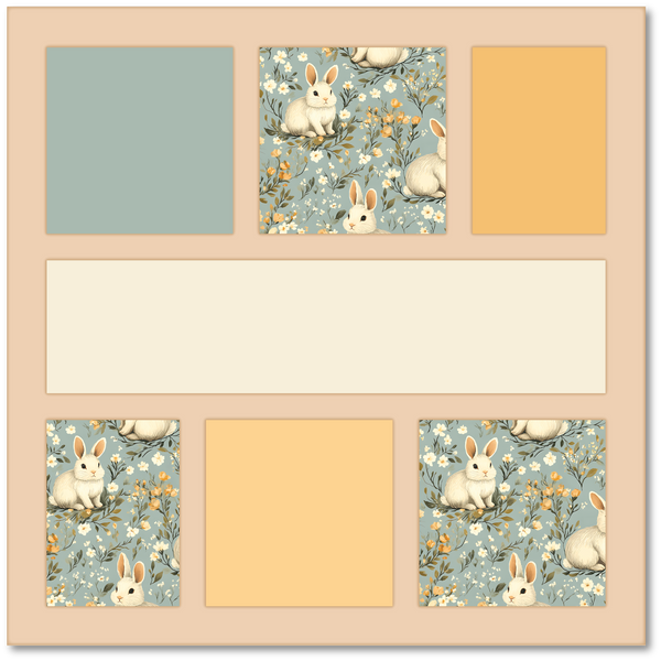 NO TITLE - Rabbits - Printed Premade Scrapbook Page 12x12 Layout