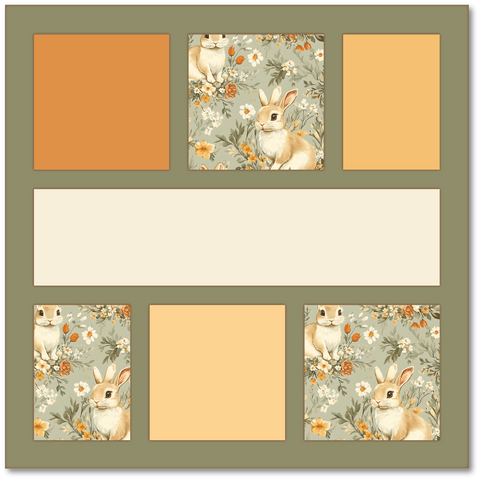NO TITLE - Rabbits - Printed Premade Scrapbook Page 12x12 Layout