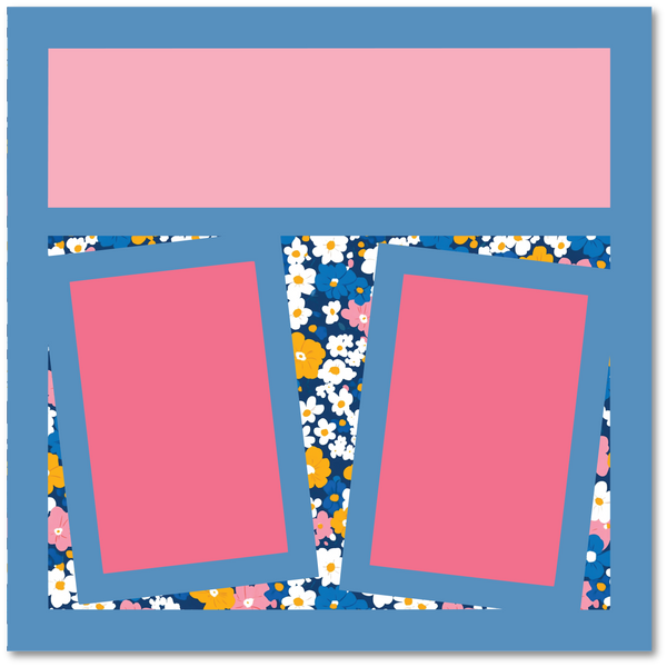 NO TITLE - Bright Floral - Printed Premade Scrapbook Page 12x12 Layout