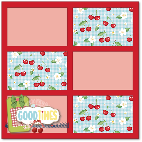 Good Times - Cherries - Printed Premade Scrapbook Page 12x12 Layout