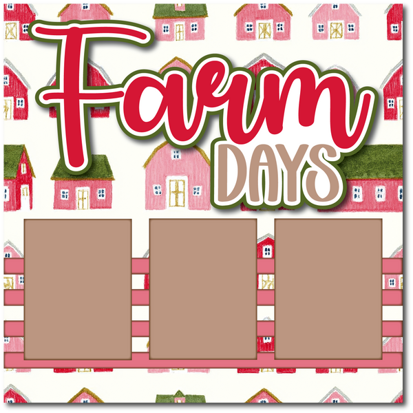 Farm Days - Printed Premade Scrapbook Page 12x12 Layout