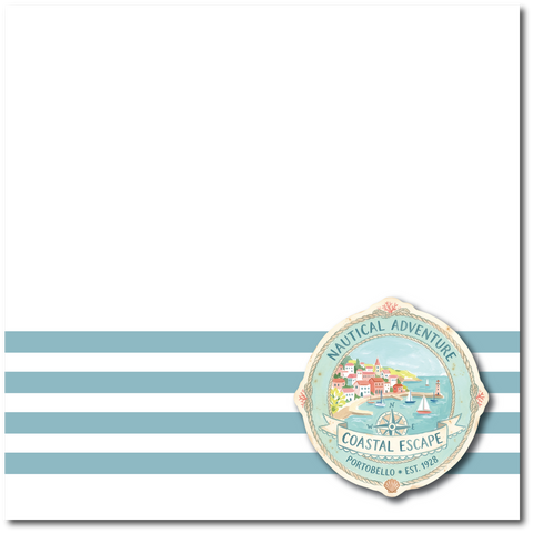 Coastal Escape - Portobello - Printed Premade Scrapbook Page 12x12 Layout