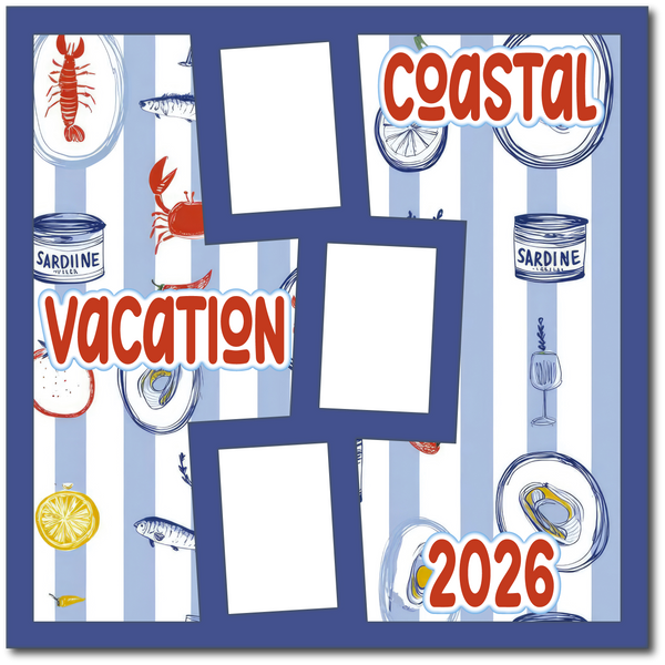 Coastal Vacation 2026 - Printed Premade Scrapbook Page 12x12 Layout