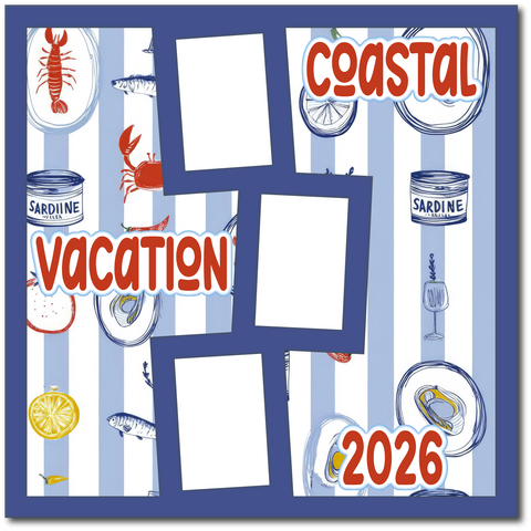 Coastal Vacation 2026 - Printed Premade Scrapbook Page 12x12 Layout