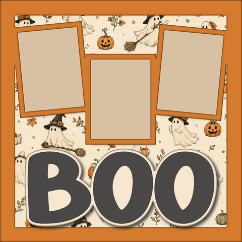 Boo - Printed Premade Scrapbook Page 12x12 Layout
