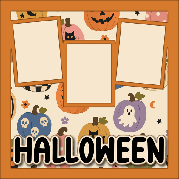 Halloween - Printed Premade Scrapbook Page 12x12 Layout