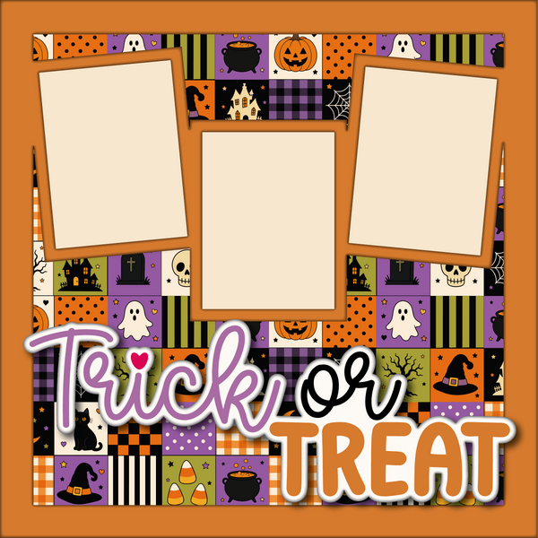 Trick or Treat - Printed Premade Scrapbook Page 12x12 Layout