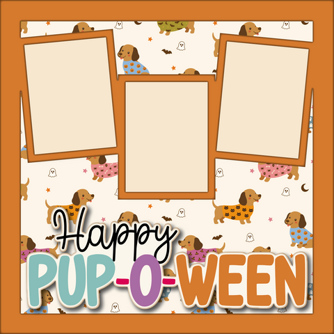 Happy Pup-O-Ween - Printed Premade Scrapbook Page 12x12 Layout