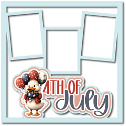 4th of July - 3 Frames - Scrapbook Page Layered Overlay Kit